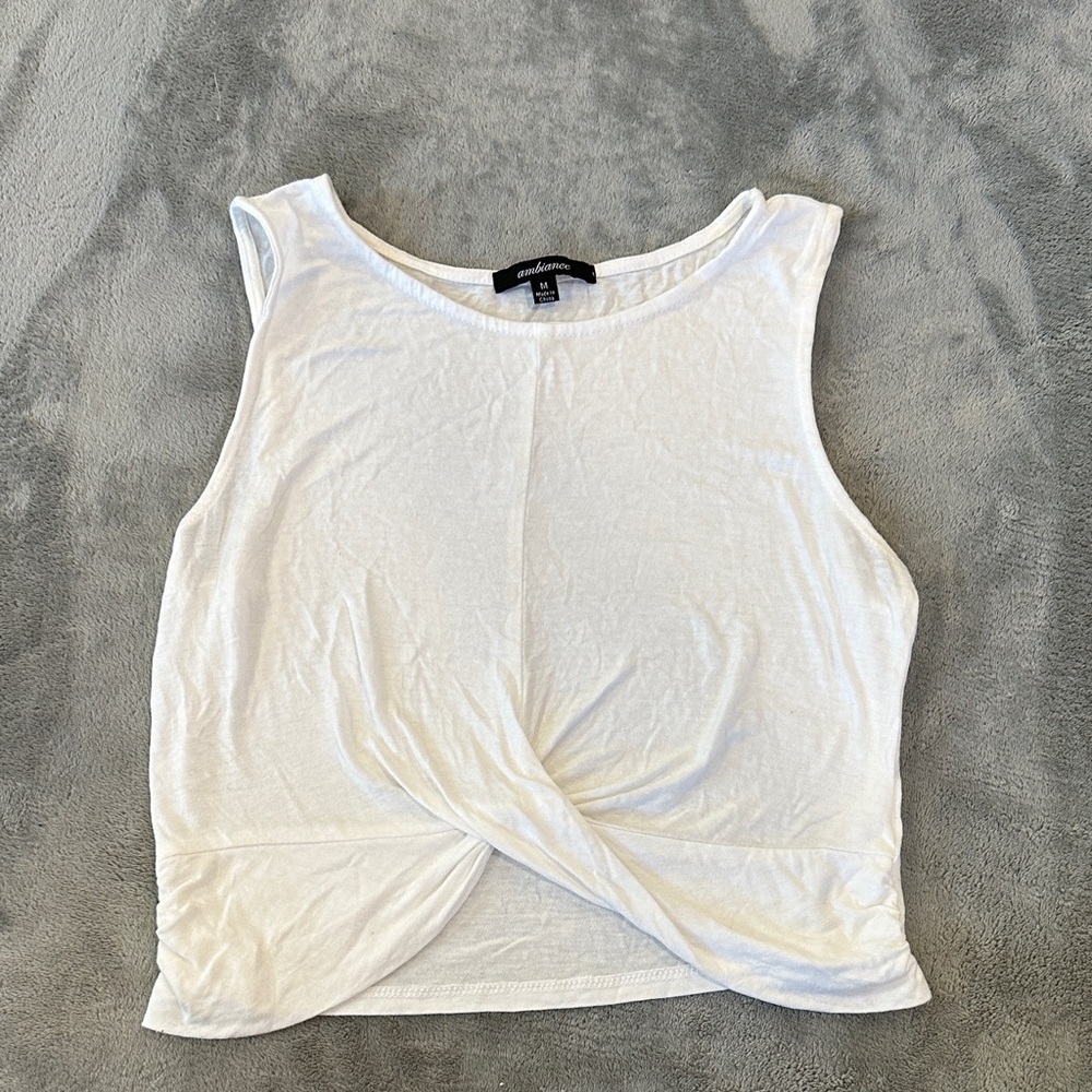 Ambiance White Twist Front Crop Top
